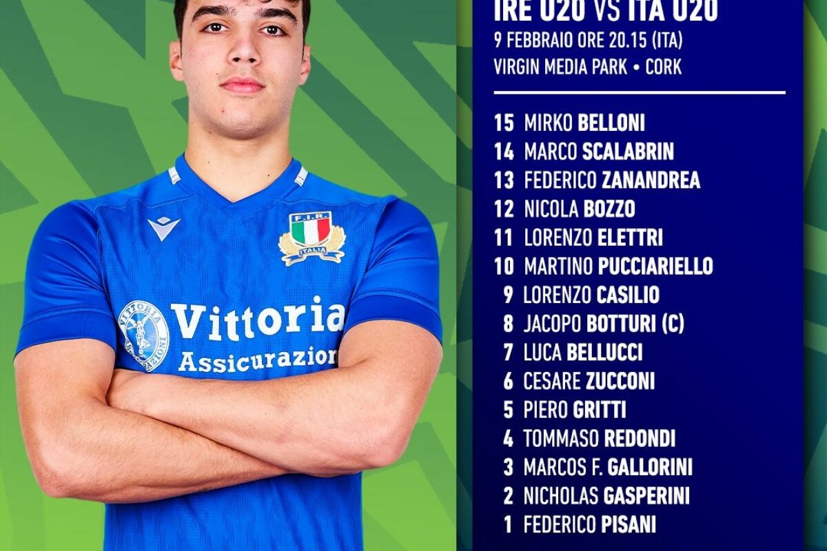 RUGBY SIX NATIONS Under 20- Il XV scelto da coach Brunello per la sfida di Cork contro l’ Irlanda