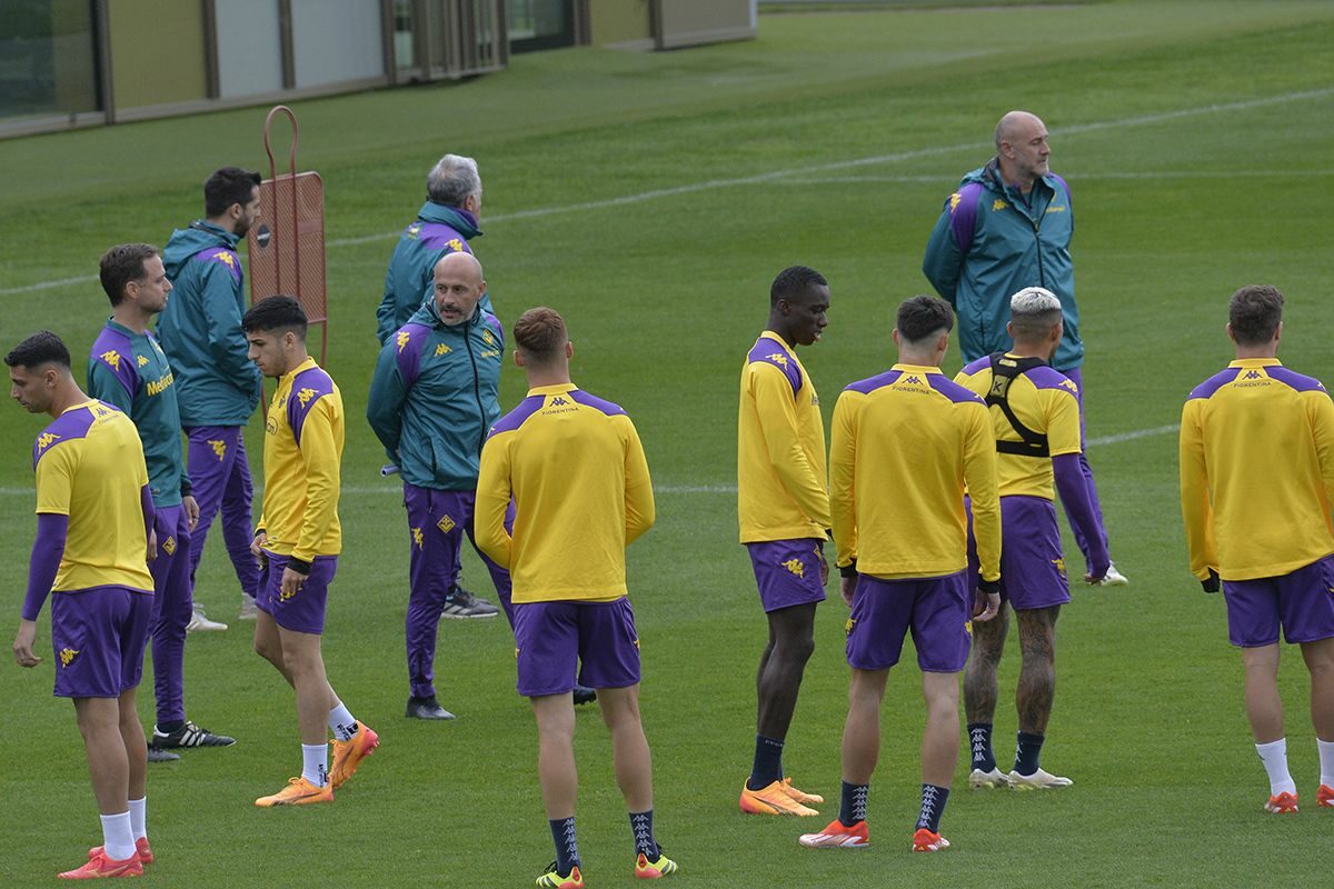 CALCIO- L’allenamento di rifinitura della Fiorentina prima della partenza per Bruges