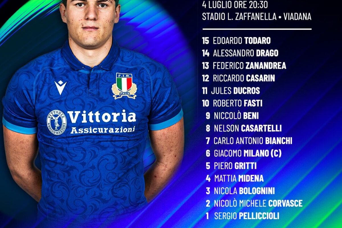 RUGBY WORLD CUP U20- Il XV azzurro che domani affronterà l’Irlanda