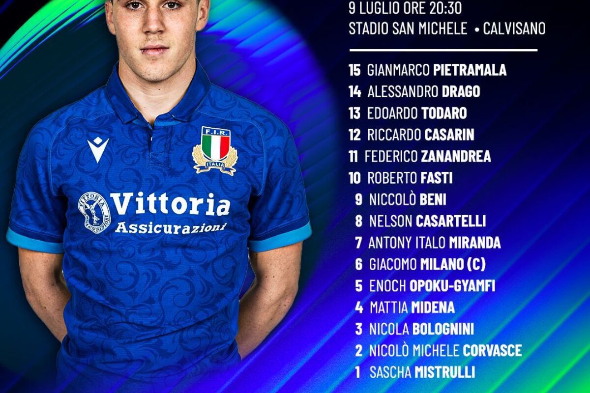RUGBY WORLD CUP U20- Il XV scelto da ct Santamaria per la sfida decisiva con la Georgia